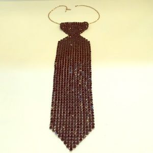 Whiting & Davis black enamel mesh necktie